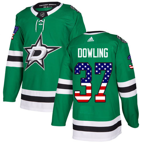 Adidas Men Dallas Stars #37 Justin Dowling Green Home Authentic USA Flag Stitched NHL Jersey->dallas stars->NHL Jersey